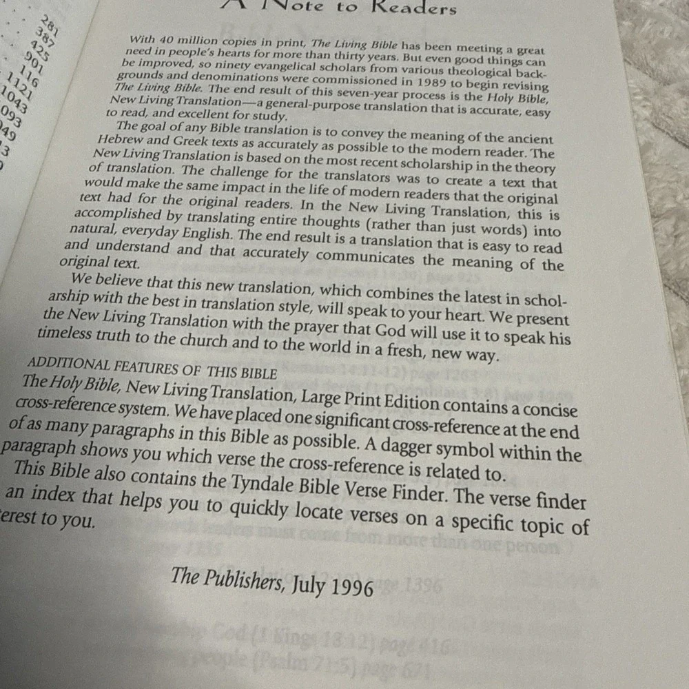 Holy Bible New Living Tyndale Red Letter Verse Finder Large Print Burgundy 1996